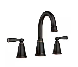 MOEN Banbury 8 in. Widespread Double Handle High-Arc Bathroom Faucet in Mediterranean Bronze