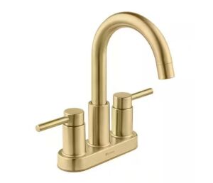 Glacier Bay Dorind 4 in. Centerset Double Handle High-Arc Bathroom Faucet in Matte Gold