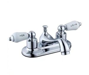 Glacier Bay Teapot 4 in. Centerset Double-Handle Low-Arc Bathroom Faucet in Polished Chrome