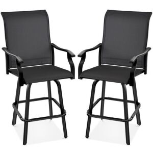 Set of 2 Swivel Barstools w/ 360 Rotation, All-Weather Mesh