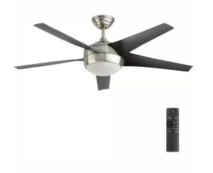 Home Decorators Collection Windward IV 52 in. Indoor LED Brushed Nickel Ceiling Fan with Dimmable Light Kit, Remote Control and Reversible Motor