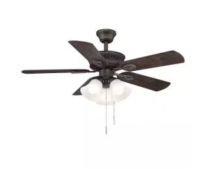 Hampton Bay Glendale III 42 in. LED Indoor Oil Rubbed Bronze Ceiling Fan with Light and Pull Chains Included