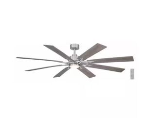 Home Decorators Collection Intervale 72 in. Indoor/Outdoor Brushed Nickel Windmill Ceiling Fan with Adjustable White LED with Remote Included