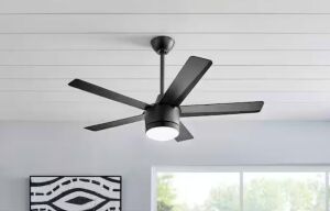 Home Decorators Collection Merwry 48 in. Integrated LED Indoor Matte Black Ceiling Fan with Light Kit and Remote Control