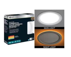 Commercial Electric 8 in. Canless Adjustable CCT Integrated LED Recessed Light Trim with Night Light 1800 Lumens