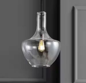 JONATHAN Y Watts 13.25 in. 1-Light Oil Rubbed Bronze/Clear LED Pendant with Glass/Metal