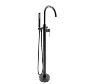 AKDY 1-Handle Freestanding Floor Mount Tub Faucet Bathtub Filler with Hand Shower in Matte Black