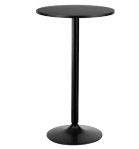 Boyel Living Black 24 in. Modern Style Round Bistro Bar Table with Metal Base and Wood Top - Missing Hardware 