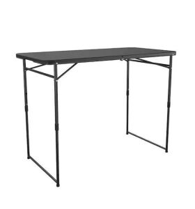 COSCO 4 ft. Fold-in-Half Adjustable Height Indoor/Outdoor Utility Table, Black