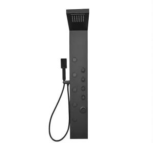 BWE 5-Jet Rainfall Shower Tower Shower Panel System with Rainfall Waterfall Shower Head and Shower Wand in Matte Black