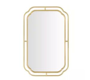 Home Decorators Collection Medium Modern Rectangle Gold Beveled Metal Framed Mirror, 21 in. W x 33 in. H