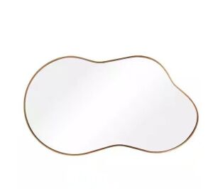 Hochwertiges 36 in. W. x 24 in. H Irregular Gold Aluminum Alloy Framed Asymmetrical Wall Mirror