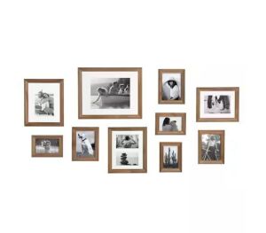 Kate and Laurel Bordeaux Natural Wood Picture Frames, Set of 10