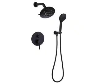 BWE Single-Handle 2-Spray Round High Pressure Shower Faucet in Matte Black