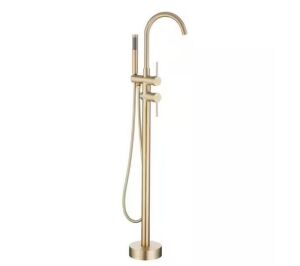 androme 2-Handle Drip-Free Claw Foot Tub Faucet with 360° Rotation in Brushed Gold