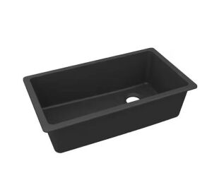  Elkay Quartz Classic 33 in. Undermount Single Bowl Matte Black Granite/Quartz Composite Kitchen Sink 