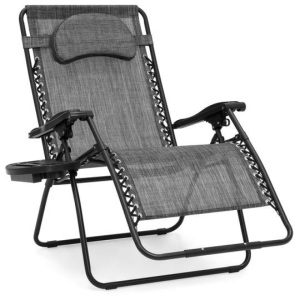 Oversized Reclining Zero Gravity Chair Lounger w/ Cup Holder, Pillow. Appears New