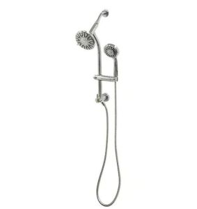 Glacier Bay 6-Spray Wall Bar Raincan Showerhead with 6-Spray Handshower in Chrome