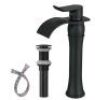 BWE&nbsp;Waterfall Single Hole Single-Handle Vessel Bathroom Faucet With Pop-up Drain Assembly in Matte Black