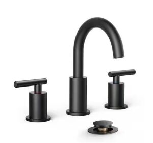 ANZA 8 in. Widespread Double Handle Bathroom Faucet with Ceramic Disc Valve in Matte Black