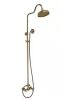 BWE 2-Spray Round High-Pressure Wall Bar Shower Kit with Hand Shower 2 Cross Handles Mixer Shower System Taps in Antique