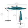 Solar LED Offset Hanging Patio Umbrella w/ Crank Tilt Adjustment - 10ft - 2