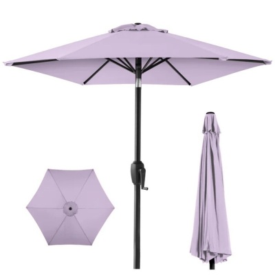 Outdoor Market Patio Umbrella w/ Push Button Tilt, Crank Lift - 7.5ft