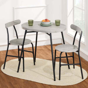 3-PIece Oval Dining Table Set, Small Kitchen Set w/ 2 Chairs