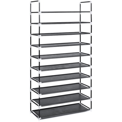 62.5" 10-Tier Metal 50-Pair Shoe Rack Storage Organization Tower w/ Adjustable Shelves - Appears New