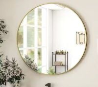 GLSLAND&nbsp;24 in. W x 24 in. H Round Metal Framed Wall Mirror Gold