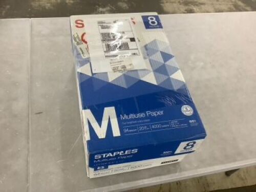 Staples Multiuse Copy Paper,&nbsp;8.5" x 11", 20 lbs., 94 Brightness, 4000 Sheets