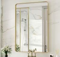Medium Rectangular Stainless Steel Framed Wall Mirror in Brushed Gold&nbsp;22 in. W x 30 in. H