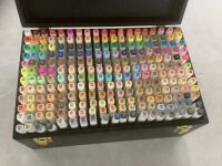 Alcohol-Based Marker Pen Kit w/ Brush & Chisel Tip, Carrying Case