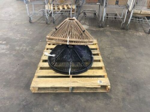 Lot of (2) 3-Piece Patio Woven Rope Acapulco Bistro Set - 1 Table No Glass, Only 1 Leg Total
