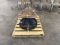 Lot of (2) 3-Piece Patio Woven Rope Acapulco Bistro Set - 1 Table No Glass, Only 1 Leg Total