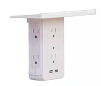 Lot of (2) Sharper Image Socket Shelf Cordless Wall Outlet Extender with 6-Outlets and 2 USB ports