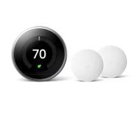 Google&nbsp;Nest Learning Thermostat - Smart Wi-Fi Thermostat Stainless Steel and Nest Temperature Sensor 2 Pack