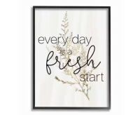 Stupell Industries&nbsp;"Everyday Fresh Start Text Script Gold Black Nature" by Daphne Polselli Framed Country Wall Art Print 16 in. x 20 in.