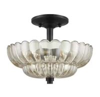 Home Decorators Collection&nbsp;Adaview 11.75 in. 3-Light Mottled Cocoa Semi-Flush Mount