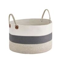 Home Decorators Collection&nbsp;Round Cotton Rope Striped Storage Basket
