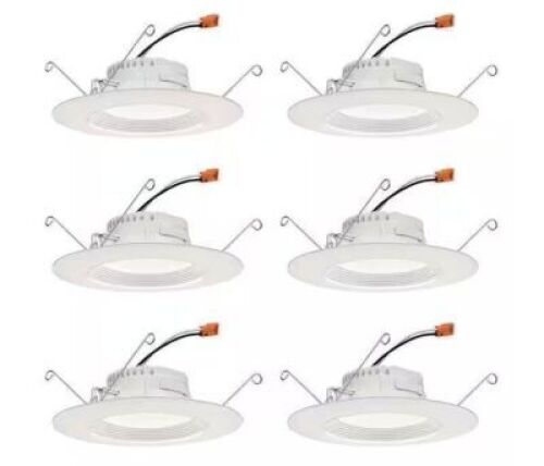 Juno&nbsp;Contractor Select RetroBasics 5/6 in. Selectable CCT Integrated LED Retrofit White Recessed Light Trim, 6-Pack