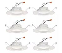 Juno&nbsp;Contractor Select RetroBasics 5/6 in. Selectable CCT Integrated LED Retrofit White Recessed Light Trim, 6-Pack