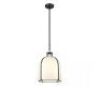 Pearson 12.25 in. 1-Light Matte Black Pendant Light with White Opal Glass Shade