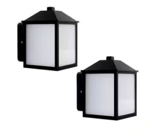 LUTEC&nbsp;Black Outdoor Hardwired Coach Wall Mount Sconce with Integrated LED, 2-Pack