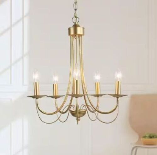 LNC Modern 18.5 in. Matte Gold Chandelier 5-Light Empire Candlestick Pendant Light