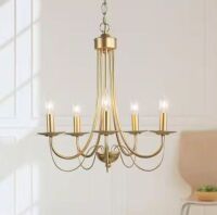LNC&nbsp;Modern 18.5 in. Matte Gold Chandelier 5-Light Empire Candlestick&nbsp;Pendant Light