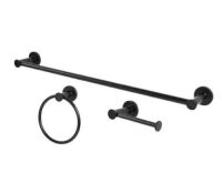 Glacier Bay&nbsp;Lucien 3-Piece Bath Hardware Set with Towel Bar Paper Holder Towel Ring in Matte Black