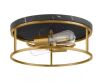 Hampton Bay Cogburn 13 in. 2-Light Antique Brass with Black Marbled Base Flush Mount