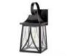 Hampton Bay Drackert 13 in. 1-Light Flat Black Hardwired Outdoor Wall Light Lantern Sconce with Seedy Glass