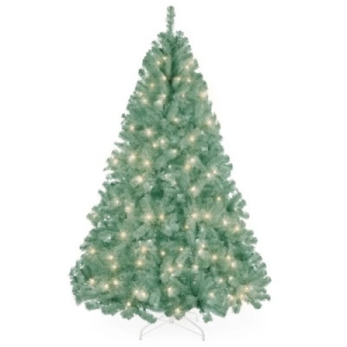Pre-Lit Artificial Sage Green Christmas Tree w/ Incandescent Lights 4.5ft